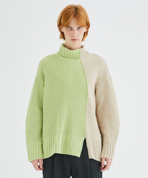 「UJOH」 タートルネックニット 2 グリーン メンズ_画像2