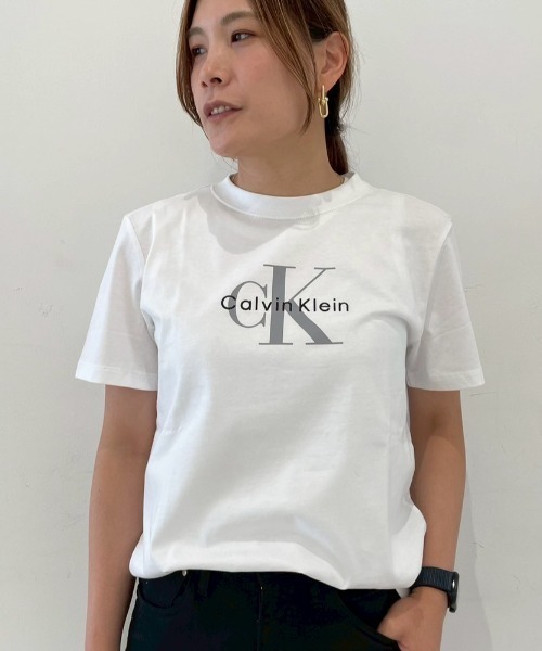 tシャツ  （カルバンクライン）モノグラムクルーネックショートスリーブTシャツ レディース