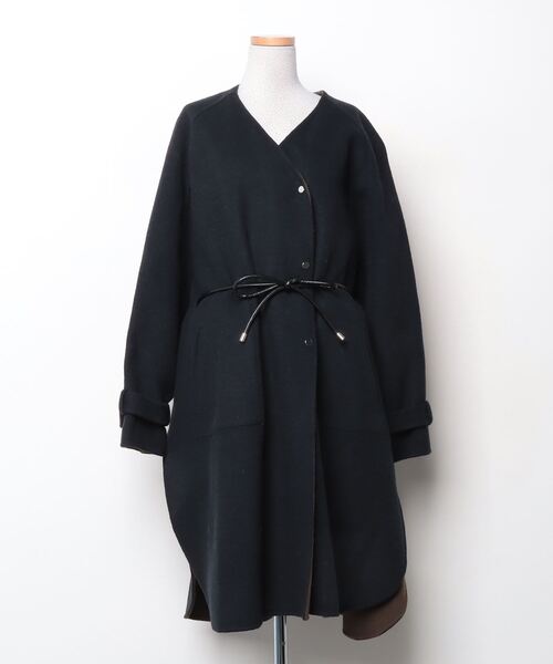 ELENDEEK（エレンディーク） ノーカラーコート 02 ブラック レディース