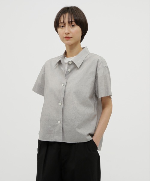 ブラウス シャツ HAIRLINE STRIPE COTTON LINEN レディース