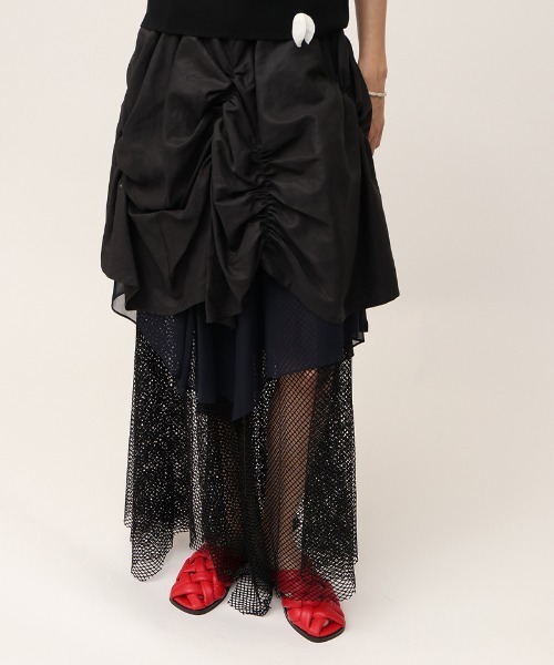 スカート leinwande baloon slit skrit leinwande（ラインヴァンド） スカート 「」Ribbon Tie Cotton Skirt