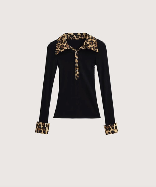 tシャツ Leopard Stitching Top レディース