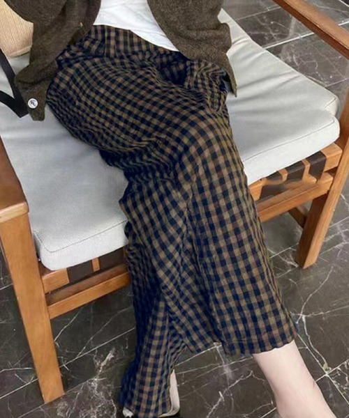 【CELINE】lady's チェック柄パジャマパンツ ロゴ マルチカラー fre-93241_001.jpg