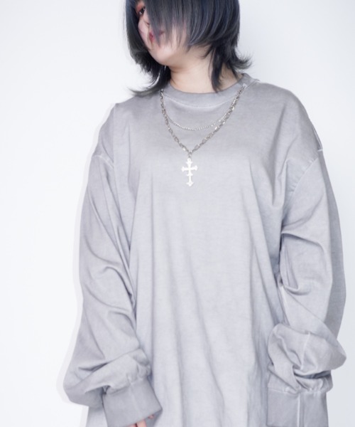 tシャツ Z)「BLINGLEADS」ネックレス付ダメージTEE/JNF24014 レディース メンズ
