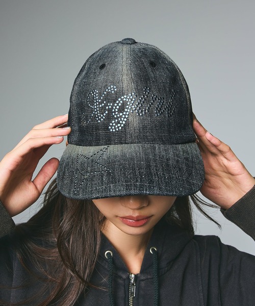 X-girl（エックスガール） キャップ 帽子 LOGO AND STAR DENIM 6PANEL