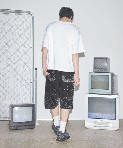 パンツ ラインストーンバギーショーツ ハーフパンツ「UNISEX