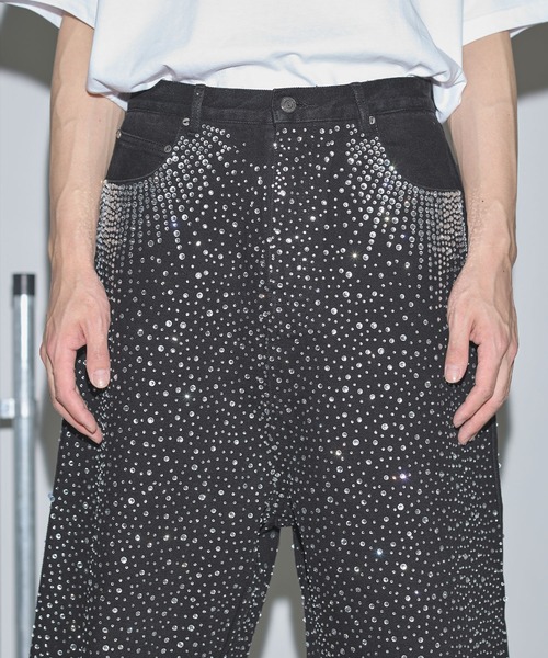 パンツ ラインストーンバギーショーツ ハーフパンツ「UNISEX
