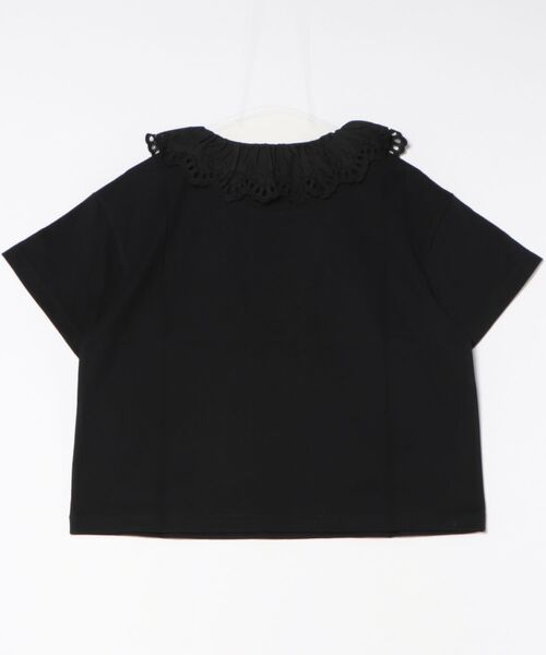 ピンクハウス★半袖カットソー Tシャツ サイズM 黒系 ハート型の黒レース&amp;リボン♪無地 z14265 PINK HOUSE - ピンクハウス☆半袖カットソー Tシャツ サイズM 黒系
