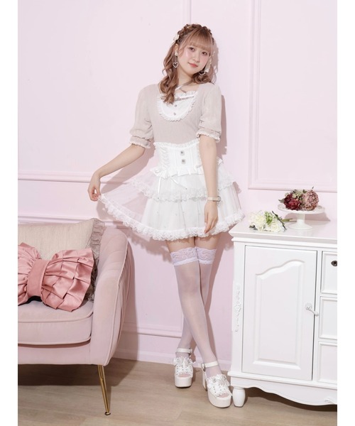 NOEMIE ノエミー バックリボンパールチュールティアードスカパン スカート ノエミー NOEMIE バックリボンパールチュールティアードスカパン