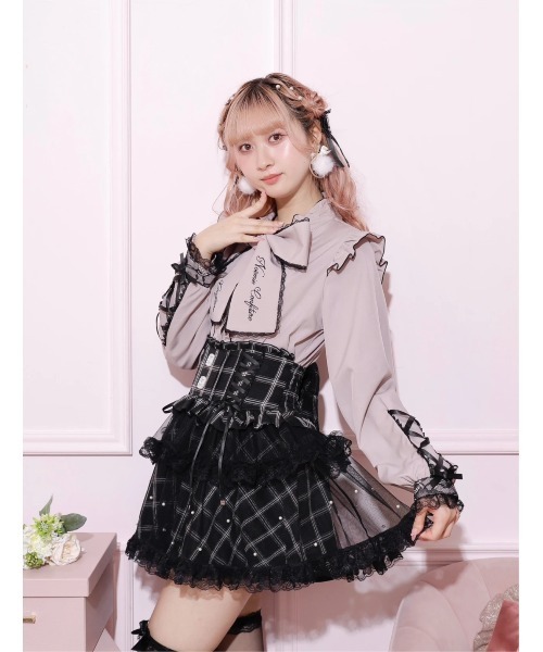 NOEMIE スカート バックリボンパールチュールティアードスカパン