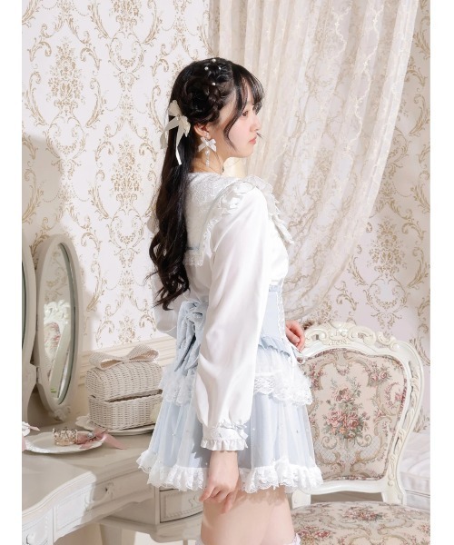 NOEMIE ノエミー バックリボンパールチュールティアードスカパン 量産 地雷 ノエミー NOEMIE バックリボンパールチュールティアードスカパン