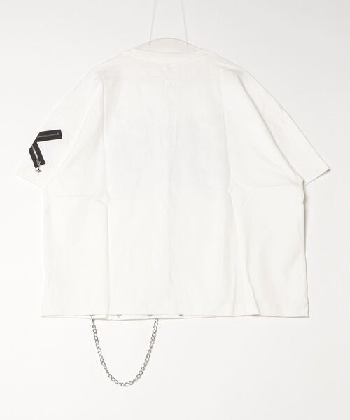 tシャツ A'GEM/9 × .kom「TricuspidC/トライカスピッドシー」チェーン付きプリントTシャツ レディース メンズの画像