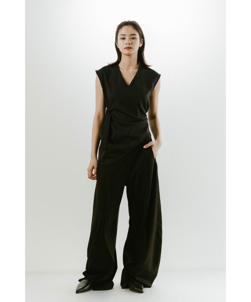 Knuth Marf 黒 ワイドパンツ Knuth Marf パンツ slit deformed pants(unisex) レディース
