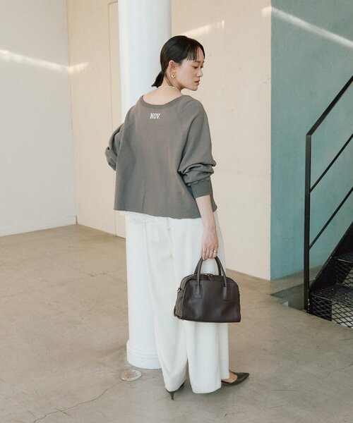 新品タグ付き　RIVE DROITE ワイドロゴカットオフスエット　モカ 新色追加/Yossshiiii企画】ワイドロゴカットオフスエット（スウェット