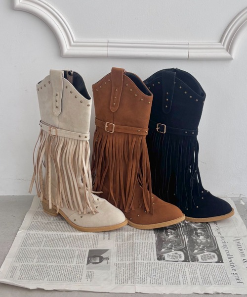 SOLLON.（ソルロン） ブーツ フリンジウエスタンブーツ レディース