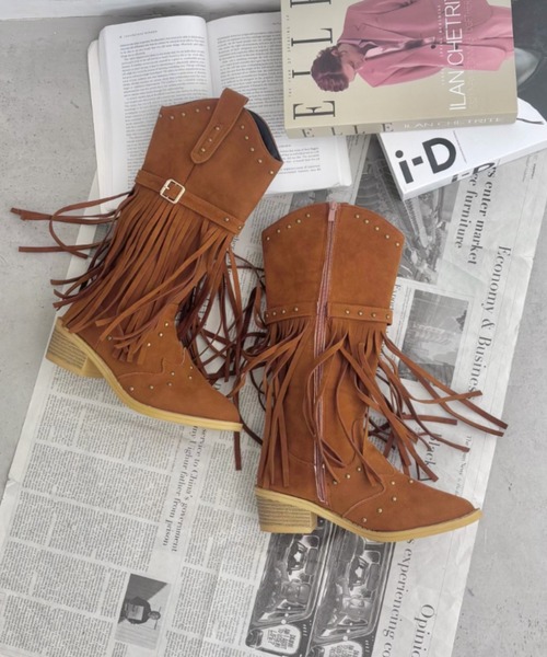 SOLLON.（ソルロン） ブーツ フリンジウエスタンブーツ レディース