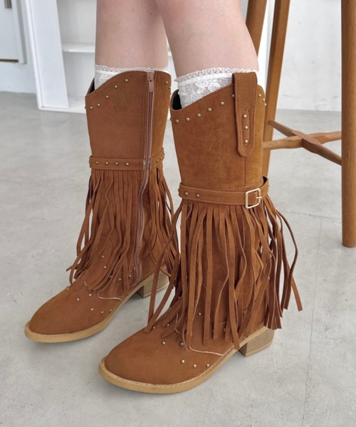 SOLLON.（ソルロン） ブーツ フリンジウエスタンブーツ レディース