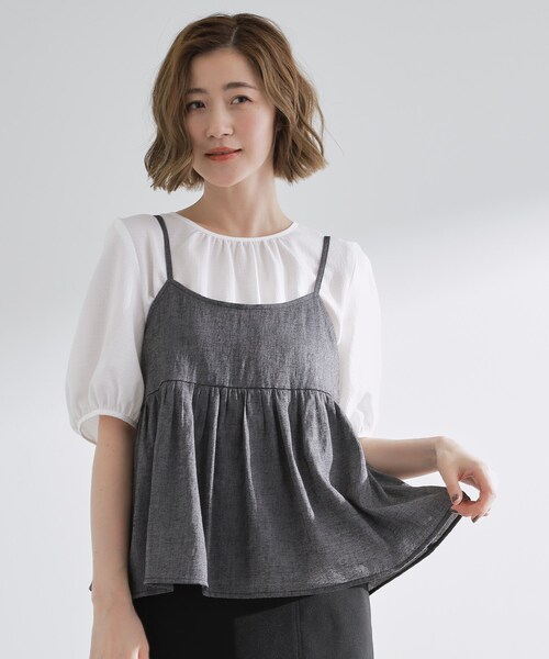grove（グローブ） リネンシャツ ブラウス シャツ 「2点SET/お洒落見え