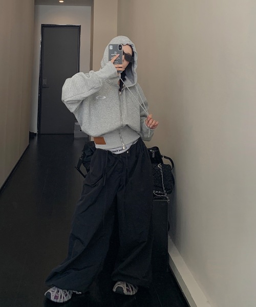 「lilful」 ジップアップパーカー M ブラック レディース