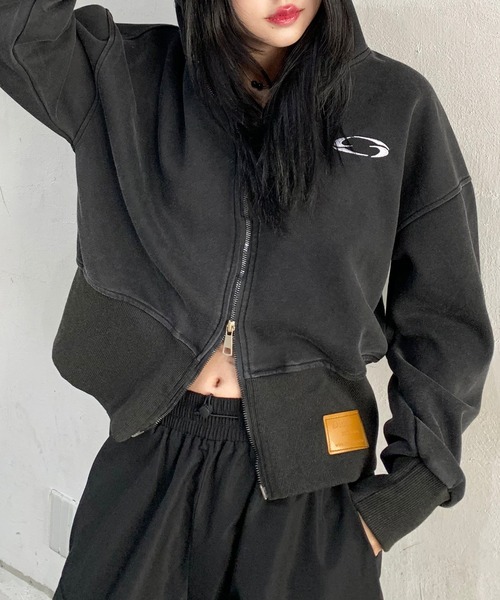 「lilful」 ジップアップパーカー M ブラック レディース