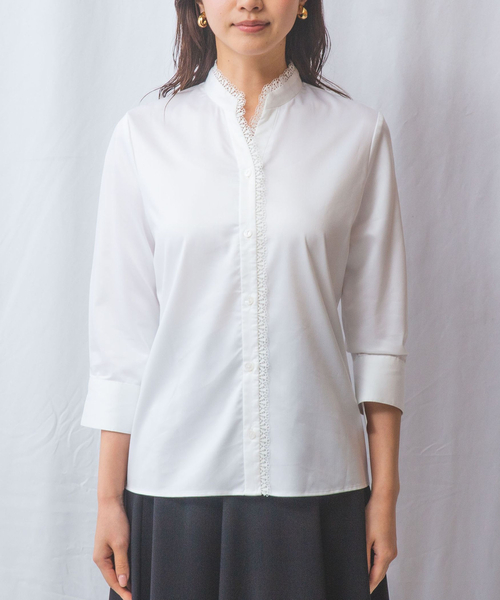 ナラカミーチェ（NARACAMICIE）/【NARACAMICIE】ツイルピコレース七分袖シャツ NARACAMICIE（ナラカミーチェ） ブラウス シャツ 「NARACAMICIE