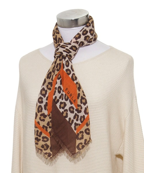 FURLA（フルラ） スカーフ バンダナ ウールスカーフ ”レオパード