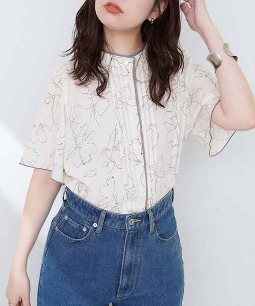 「natural couture」 半袖ブラウス FREE ネイビー レディース_画像3