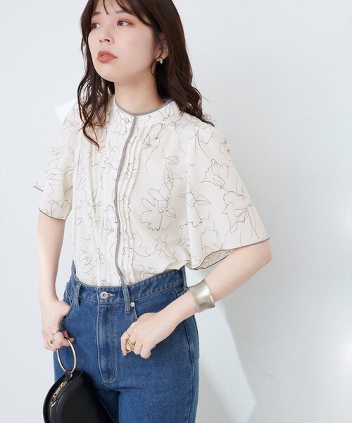 「natural couture」 半袖ブラウス FREE ネイビー レディース_画像4