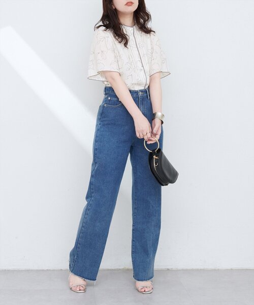 「natural couture」 半袖ブラウス FREE ネイビー レディース_画像5