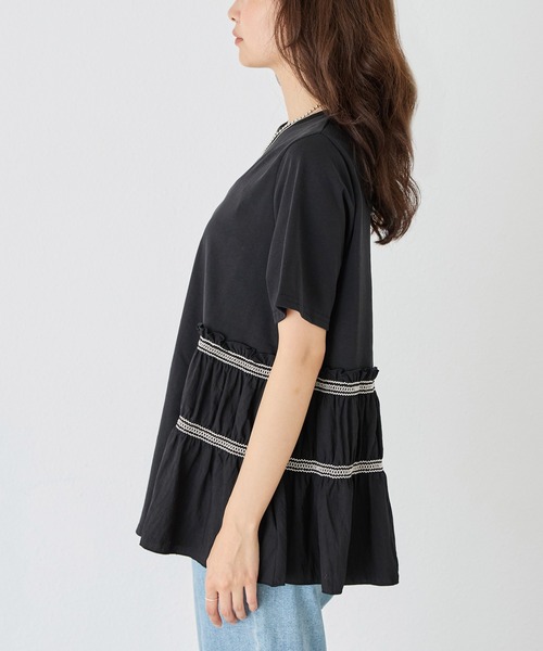 「LAVEANGE」 半袖カットソー 5L ブラック レディース_画像3