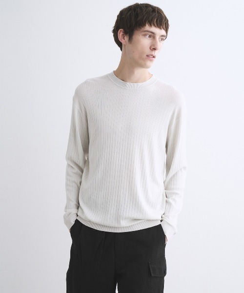 three dots新品未使用パイルニットセーター&パンツ メンズ38 three dots（スリー ドッツ） セーター ニット コットンカシミヤ