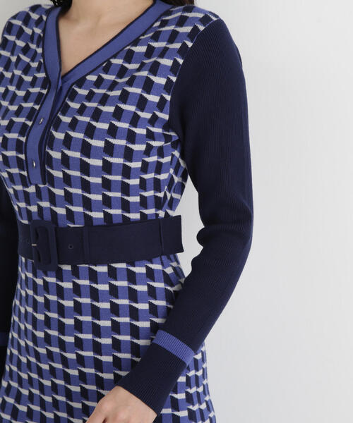 ジオメトリックジャカードニットワンピース PINKY&DIANNE（ピンキー アンド ダイアン） ワンピース ジオメトリック