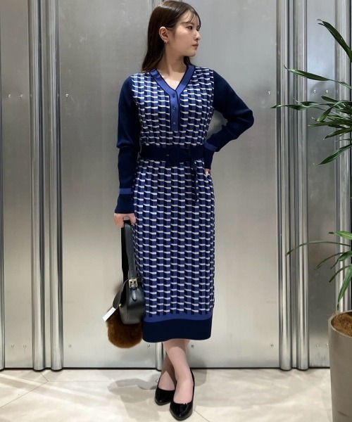 ジオメトリックジャガードニットワンピース PINKY&DIANNE（ピンキー アンド ダイアン） ワンピース ジオメトリック