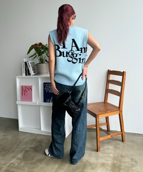 「SHAGGIE」 ノースリーブニット FREE チャコールグレー レディース_画像5