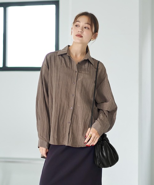 STYLE DELI（スタイルデリ） ブラウス シャツ シワ加工グロッシー