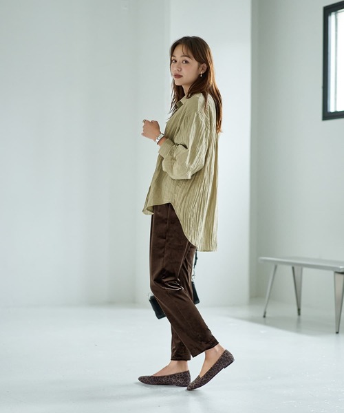 STYLE DELI（スタイルデリ） ブラウス シャツ シワ加工グロッシー
