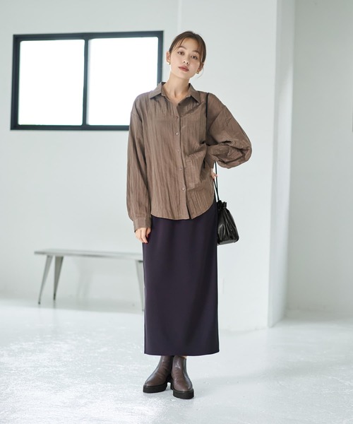 Point-Vue プリーツ　シワ加工　シャツ STYLE DELI（スタイルデリ） ブラウス シャツ シワ加工グロッシー