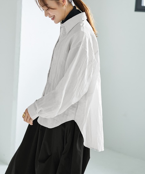 STYLE DELI（スタイルデリ） ブラウス シャツ シワ加工グロッシー