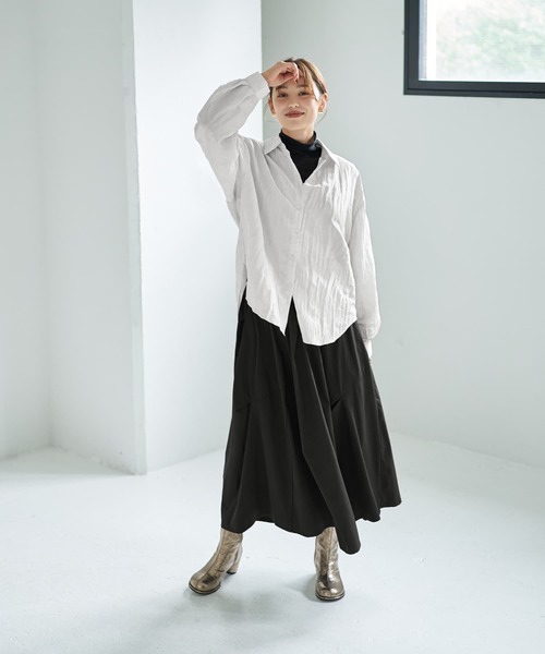 STYLE DELI（スタイルデリ） ブラウス シャツ シワ加工グロッシー