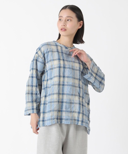 Plantation チェック　オーバーサイズシャツ　 プランテーション Plantation（プランテーション） ブラウス シャツ シュリンクチェック