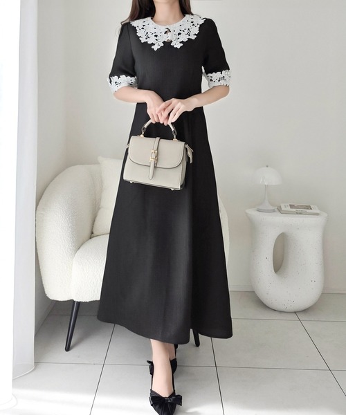 美品♡Milly♡総レースワンピース ピスタチオ×ブルー.総レース 