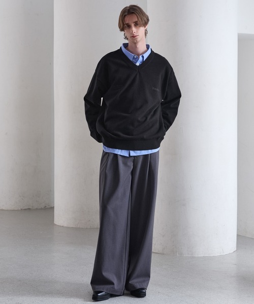 【CLEL】 ベーシック 刺繍Vネックニット Sサイズ CLEL（クレイル） セーター ニット 「CLEL」Basic Embroidered V-Neck