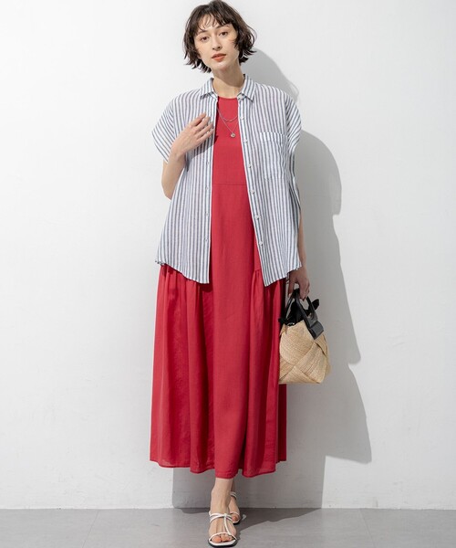23区（ニジュウサンク） リネンシャツ ブラウス シャツ 半袖 LIBECO