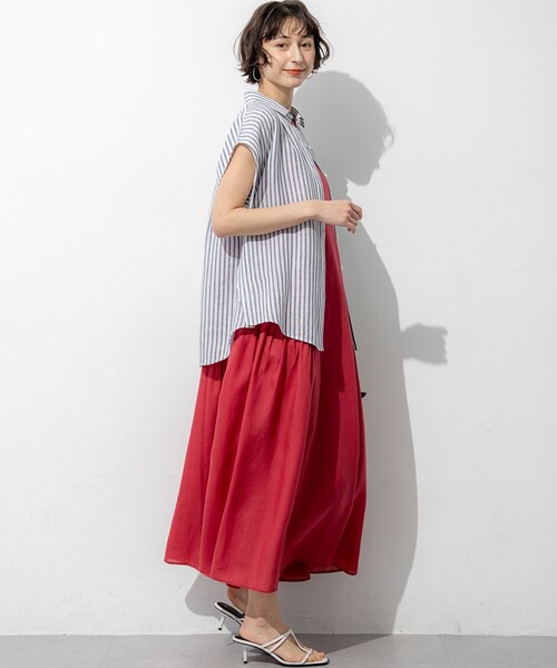 23区（ニジュウサンク） リネンシャツ ブラウス シャツ 半袖 LIBECO