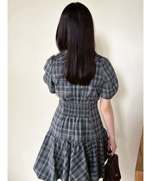 dazzlin（ダズリン） ワンピース 半袖 バルーンチェックミニワンピース