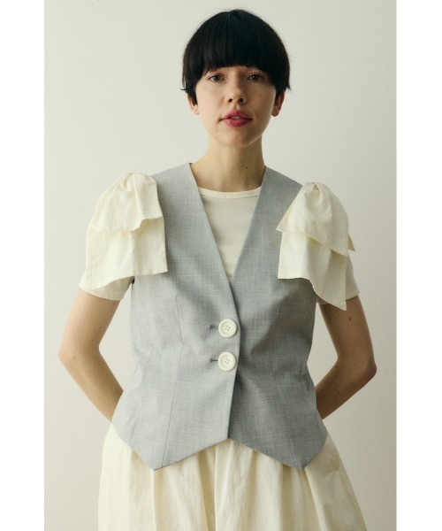 ベスト ジレ Ribbon shoulder vest / リボンショルダーベスト レディースの画像