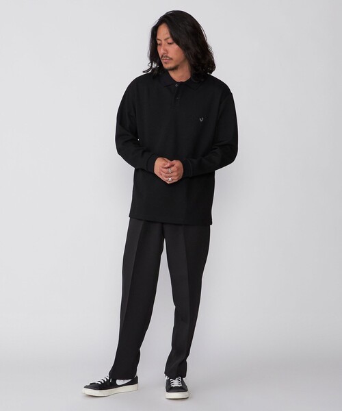 「SHIPS」 長袖ポロシャツ LARGE ブラック メンズ_画像5