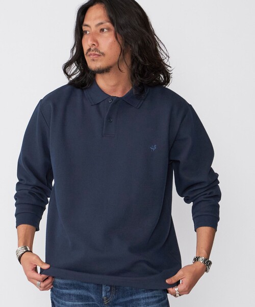 「SHIPS」 長袖ポロシャツ LARGE ブラック メンズ_画像6