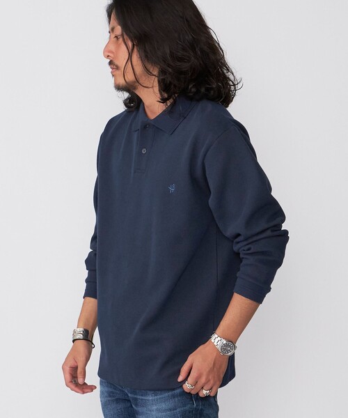 「SHIPS」 長袖ポロシャツ LARGE ブラック メンズ_画像8