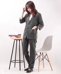 ラベンダー　セットアップ 7days Life Styling セットアップ 「洗える」ノーカラー
